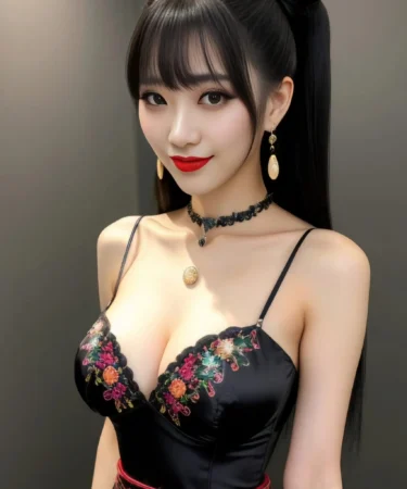 Reikokoro AI Muse of the Day. Reikokoro wearing red miiskirt and croptop.