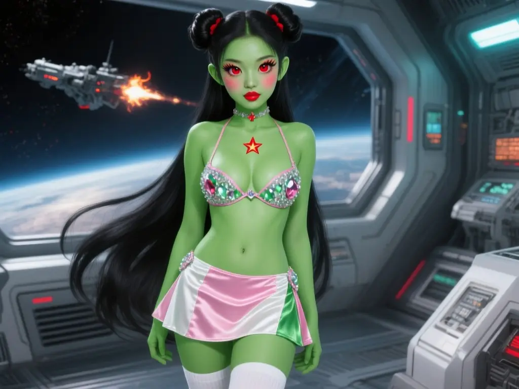 Space Girl Star Flame Tattoo