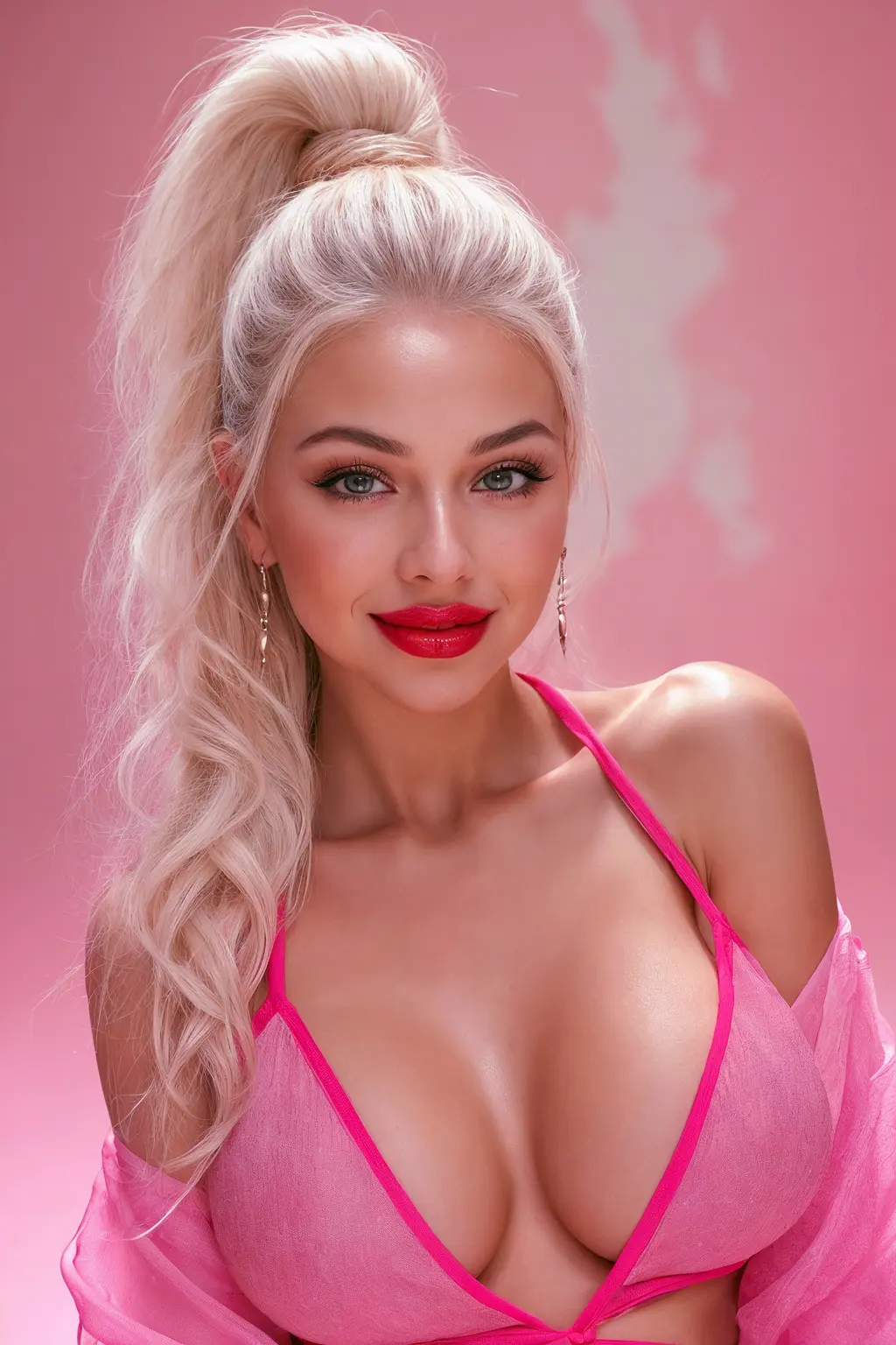 Bikini Types Sporty Bikini Pink Blonde Model