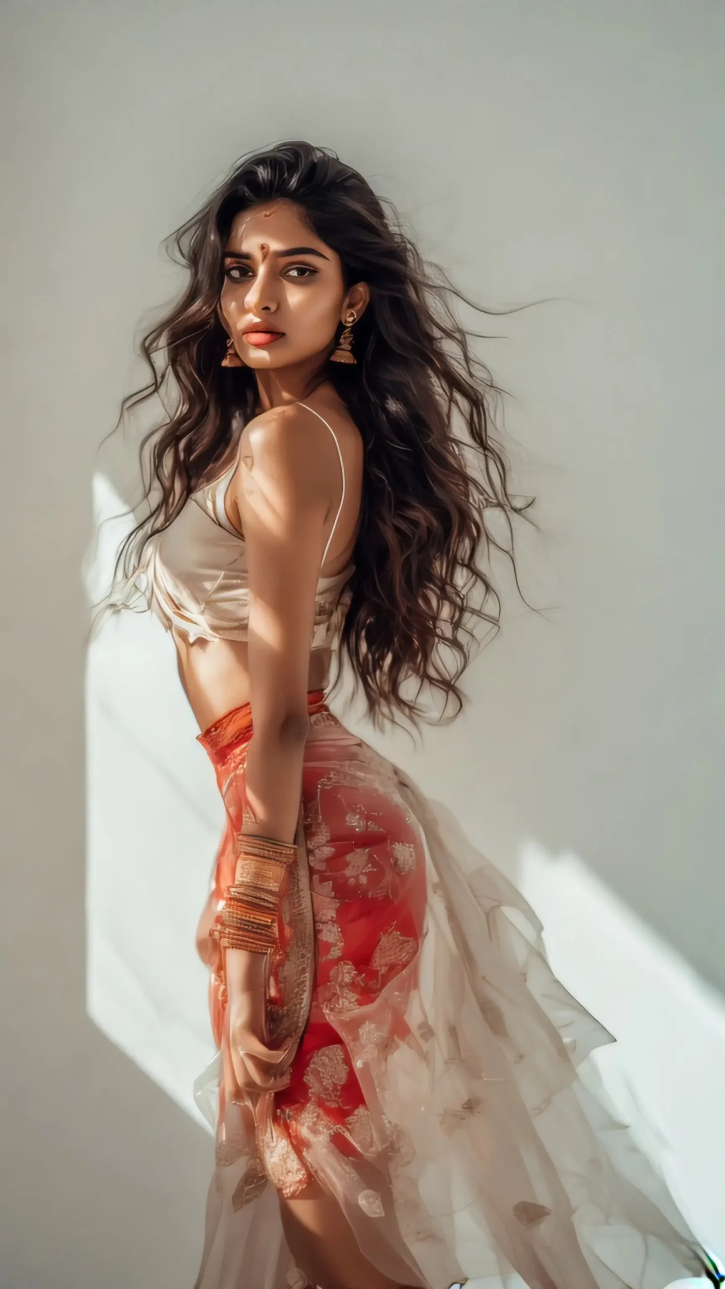 IN Indian Model in Sexy Flowered Dress