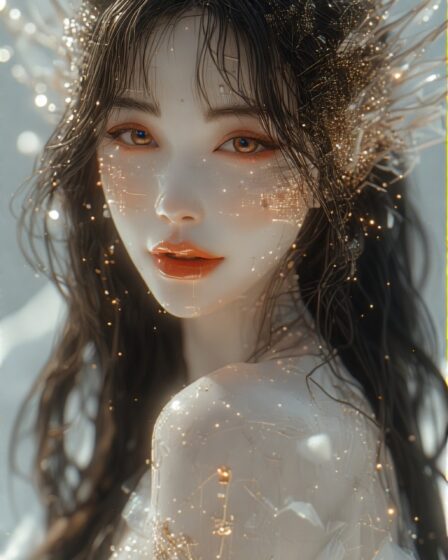 AI Art Digital Divine Glitched Angel in the Data Storm 00