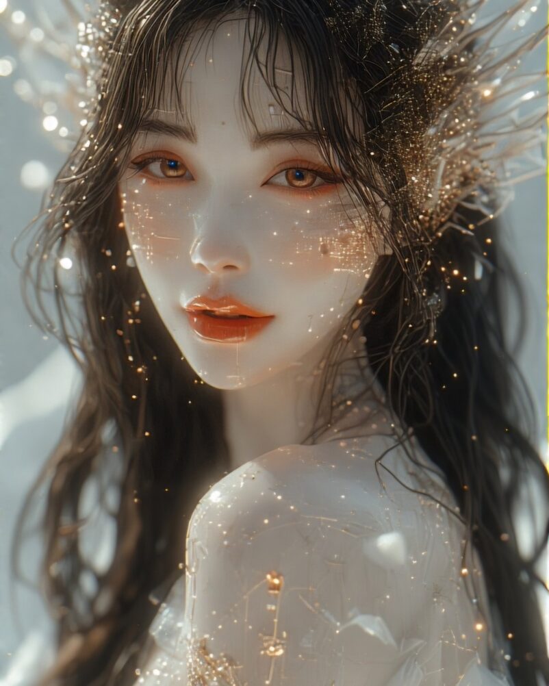 AI Art Digital Divine Glitched Angel in the Data Storm 00