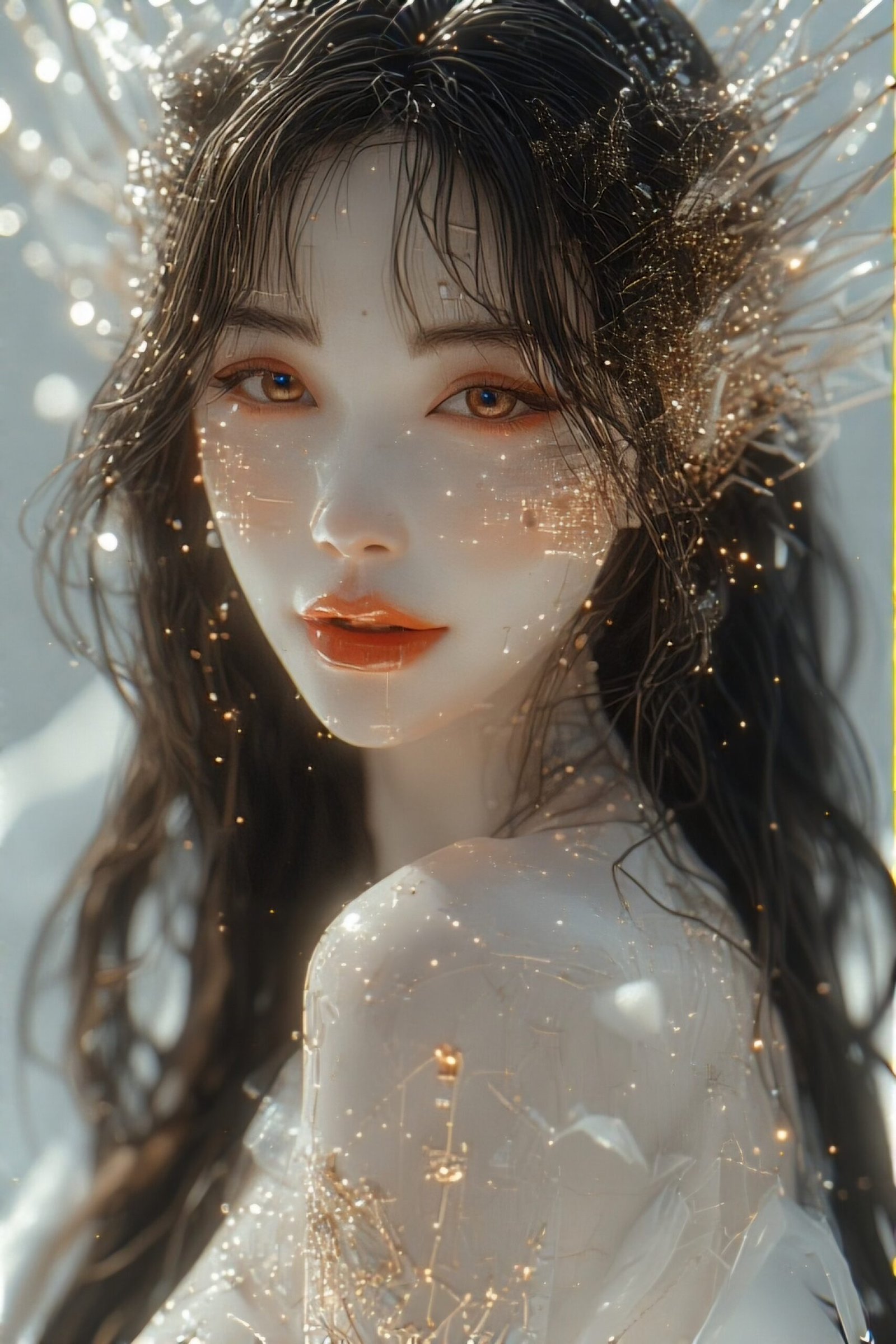 AI Art Digital Divine Glitched Angel in the Data Storm 00