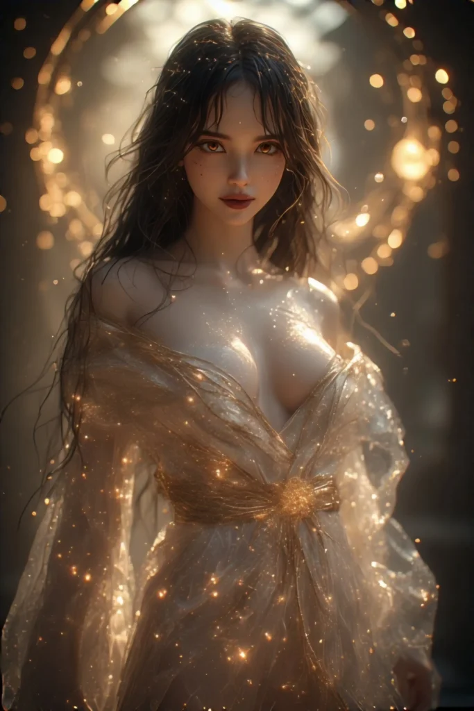 AI GIRL 7. NYX Seven – The Mystical Sorceress
An enigmatic AI girl in a floating kimono with constellations, magical energy swirling around her, galaxy eyes glowing, cyberpunk temple in the background, seductive half-smile, dark plum lips, light tattoos over her skin, mysterious and powerful vibe --v 5 --ar 2:3 --style magical sexy