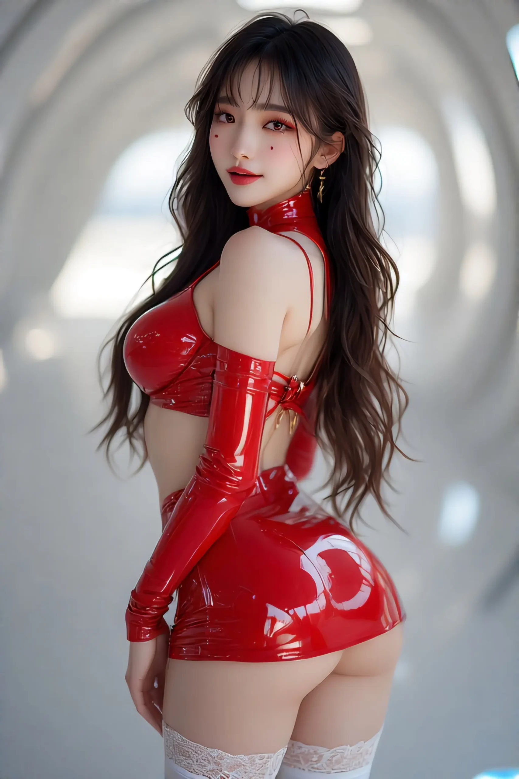 love in red latex miniskirt babe 00