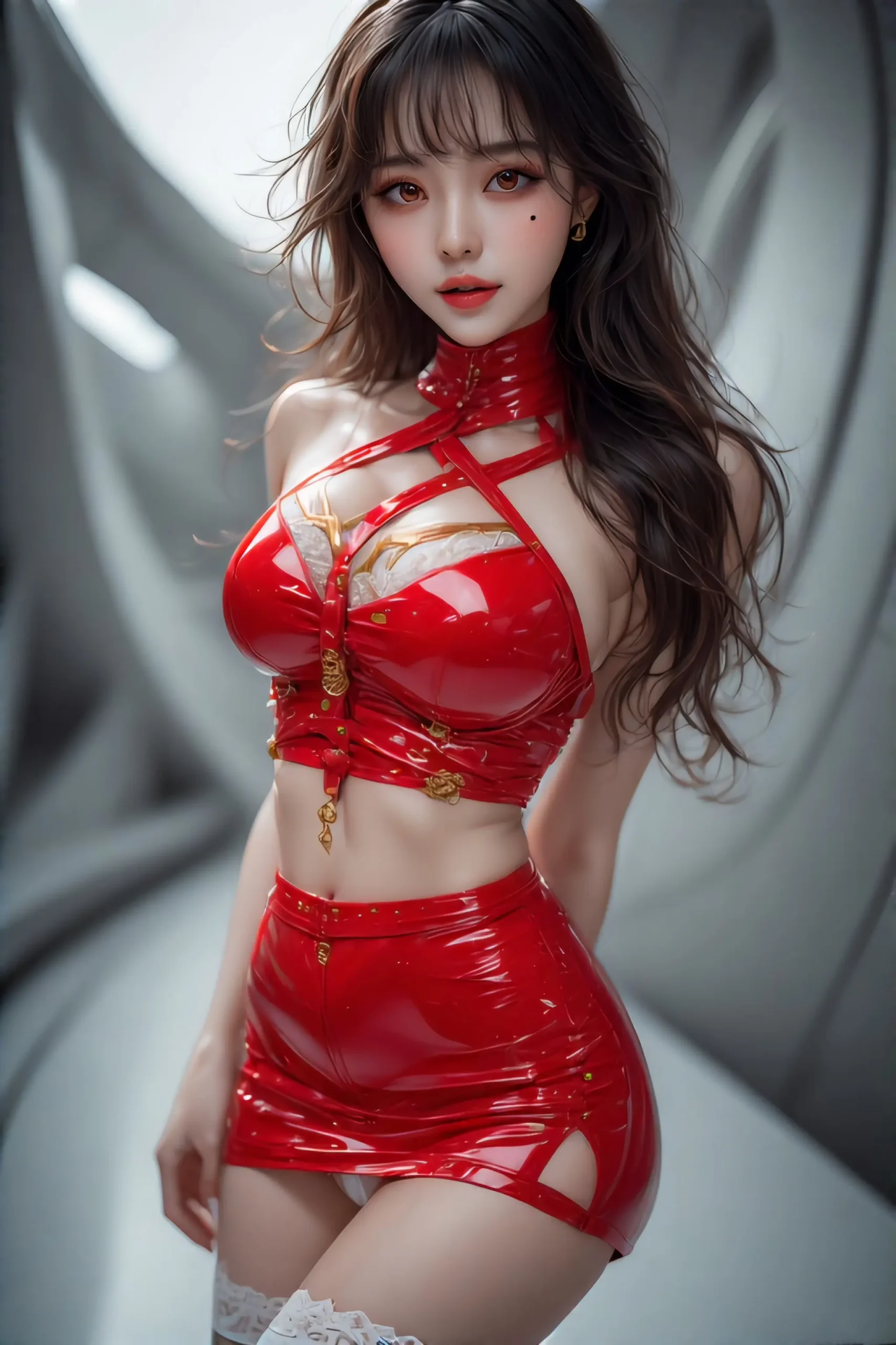 love in red latex miniskirt babe 00