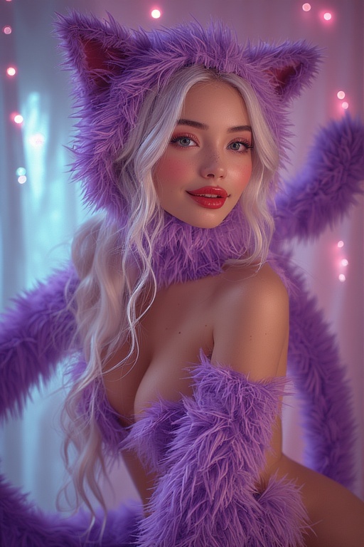 Cosmic Cat in purple fur.