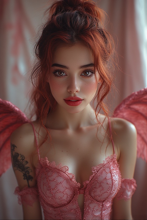 Stockings + wings = angel or devil, your choice.