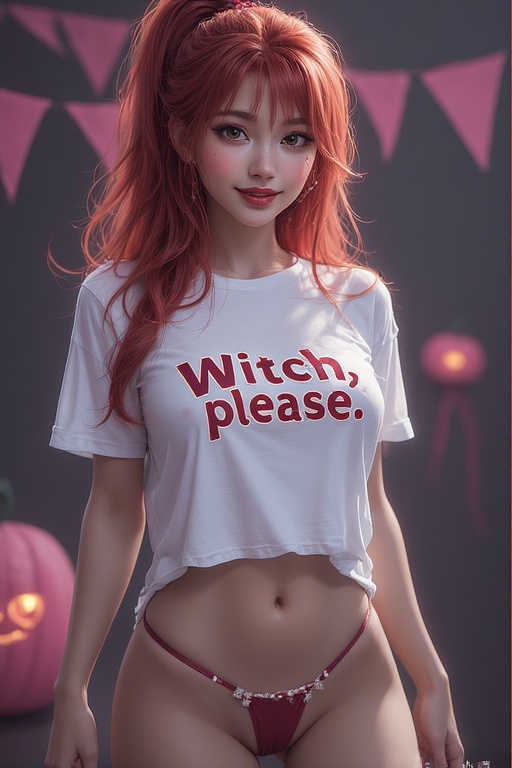 Oversized shirt that says “Witch, please.”